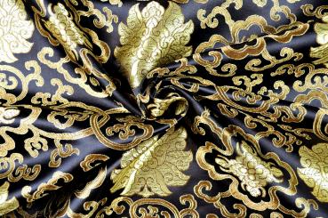 China-Kunstseide - Ornament - Schwarz 