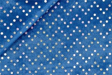 Pannesamt mit Silberpailletten - Blau 