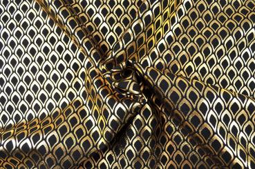 Glanzstoff - Tropfendesign - Schwarz/Gold 