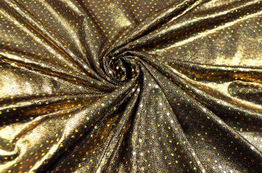 Tanzkleiderstoff - Hologramm-Effekt - Pünktchen - Schwarz/Gold 