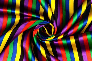 Satin Stoff mit Streifen - Schwarz/Bunt 