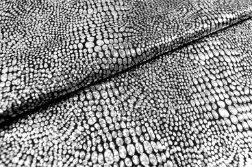 Glanzstoff Stretch - Reptil - Silber 