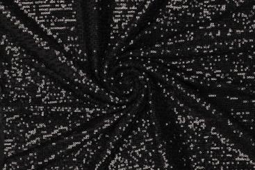 Paillettenstoff Stretch - Schwarz 