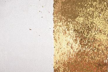 Pailletten-Wende-Stoff - Gold and White 