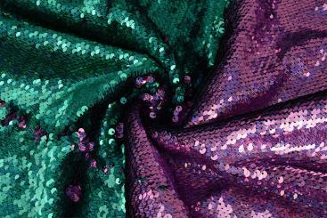 Pailletten-Wende-Stoff - Purple and Green 