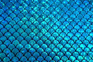 Folienstoff Hologramm - Mermaid - Schwarz/Aqua 