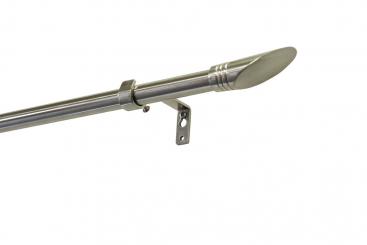 Stilgarnitur - Metall-Gardinenstange - Ø 16/19 mm - 120 - 210 cm - Ellipse - Edelstahl-Optik 