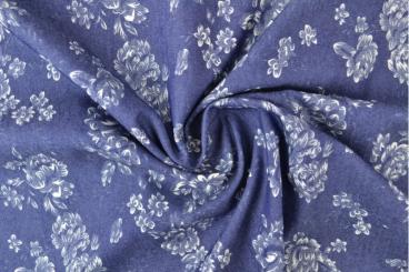 Chambray Denim-Stoff mit Rosen 