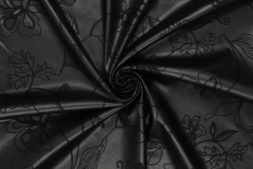 Besticktes Lederimitat mit Pfingstrosen 