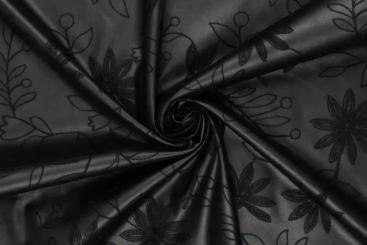 Besticktes Lederimitat mit Ranken 