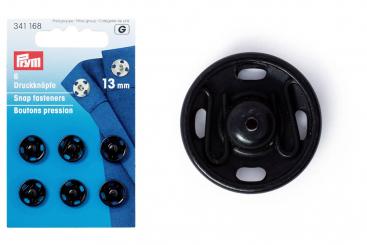 Annäh-Druckknöpfe 13 mm Schwarz - 6 Stück 