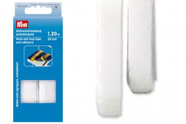 Haftverschlussband selbstklebend 20 mm - 1,20 m - Weiß 