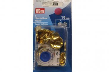 5 überziehbare Knöpfe 19 mm Gold 