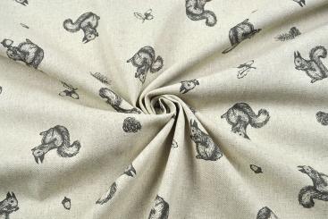 Baumwoll-Leinen - Eichhörnchen Wald 