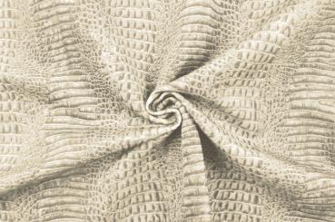 Premium Samt-Möbelstoff - Krokodil - Beige/Grau 