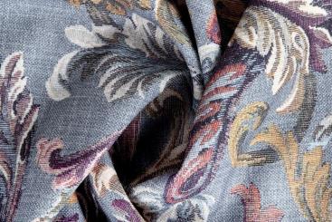 Möbelstoff Gobelin-Optik - Ornament Blau 