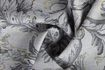 Möbelstoff Gobelin-Optik - Ornament Grau 