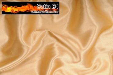 Satin B1 - schwer entflammbar - Gold - 1,0 Meter 