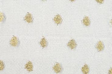 Tüll - Goldglanz-Tupfen - Weiß 