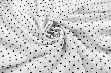 Chiffon-Stoff - Dobby - Weiß/Schwarz 
