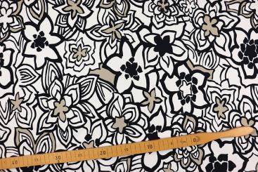 French Terry - Black`n`White Blossom 