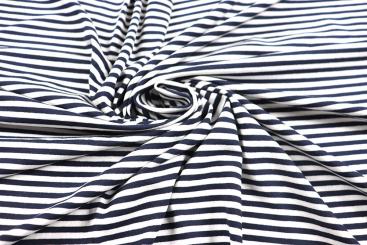 Viskosejersey mit maritimen Streifen - Navy 
