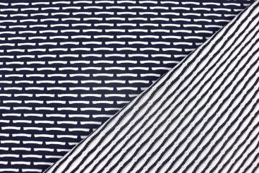 Struktuierter Jersey mit gemischten Streifen - Navy/Weiß 