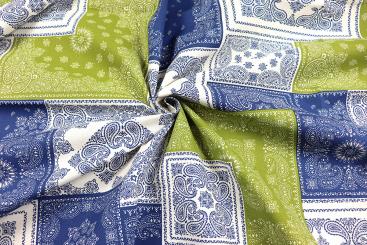 Dekostoff Baumwolle - Patchwork - Blau/Grün 