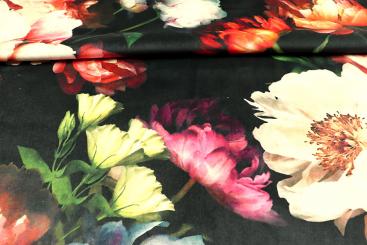 Dekostoff Samt - Digitaldruck - Noir Botanica 