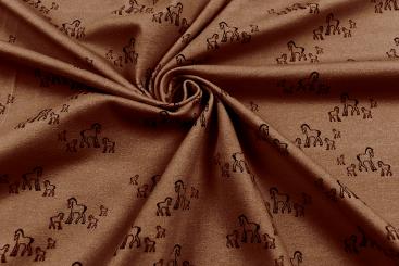 Jersey Stoff mit kleinen Pferden - Braun 