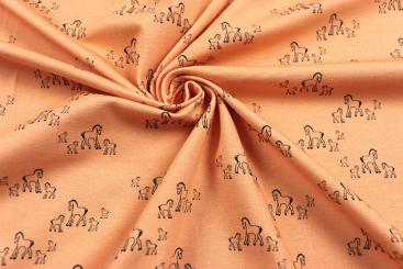 Jersey Stoff mit kleinen Pferden in Apricot 