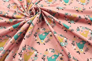 Jersey Stoff mit bunten Elefanten 