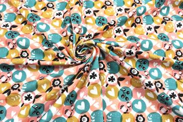 Jersey Stoff mit süßen Herzsymbolen 