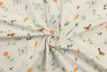 Jersey-Stoff - Frühlingswiese - Weiß 