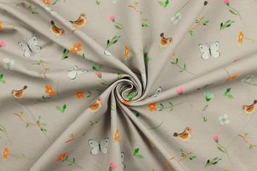 Jersey-Stoff - Frühlingswiese - Hellgrau 