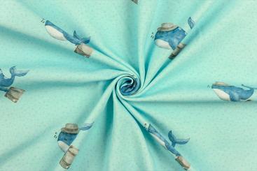 Jersey-Stoff - Mr. Whale - Hellblau 