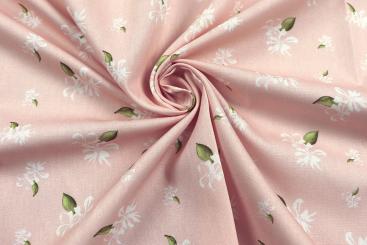 Baumwollstoff mit weißen Blümchen 