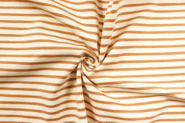Jersey-Stoff mit Streifen in Sand/Weiß 