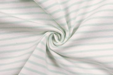 Jersey-Stoff mit Streifen in Mint/Weiß 