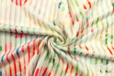 Jersey-Stoff mit Streifenstruktur - Bunt 