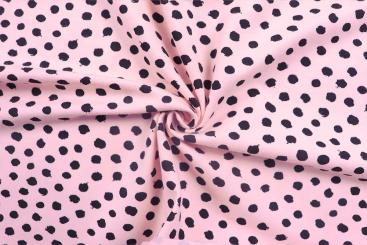 Jersey-Stoff mit wilden Tupfen - Rosa/Schwarz 
