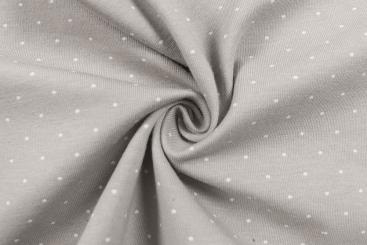 Jersey-Stoff mit Mini-Punkten - Taupe/Weiß 