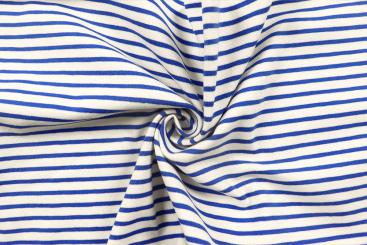 Jersey-Stoff mit Streifen in Royal/Weiß 