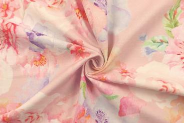 Jersey-Stoff mit floralem Aquarell 