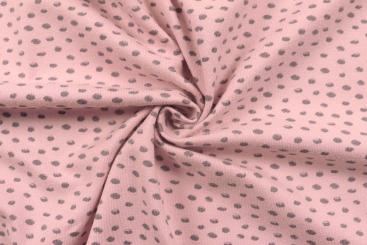 Jersey-Stoff mit wilden Tupfen - Altrosa/Schwarz 
