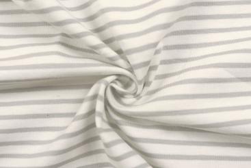 Jersey-Stoff mit Streifen in Hellgrau/Weiß 