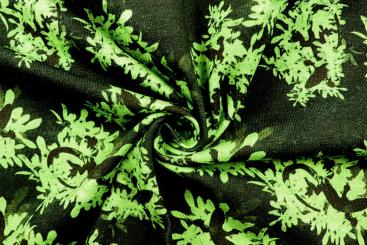 Jersey Stoff mit kleinen Eidechsen - Schwarz/Grün 
