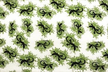 Jersey Stoff mit kleinen Eidechsen - Grün 