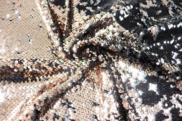 Pailletten-Wende-Stoff - Platin/Schwarz - B-Ware 