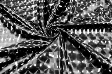 Folienstoff Stretch - Crazy Karo - Schwarz 